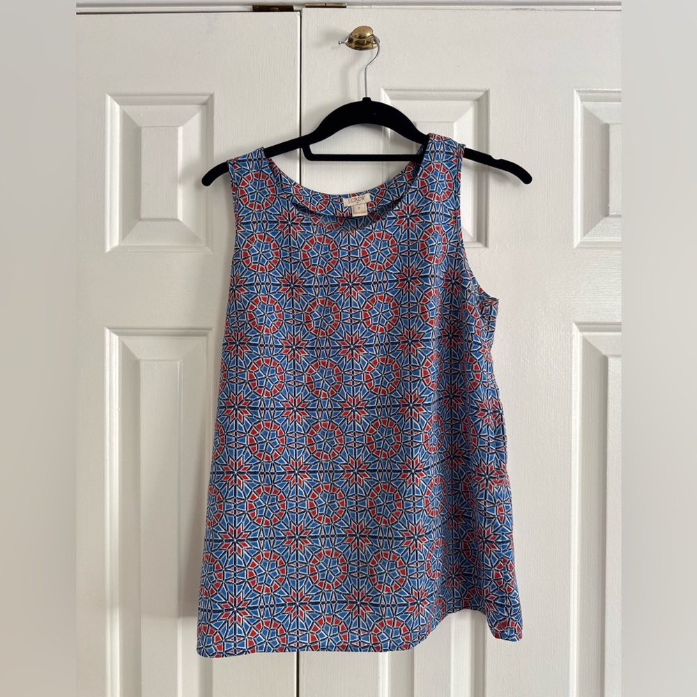 J. Crew Blue and Red Starburst Tank Top